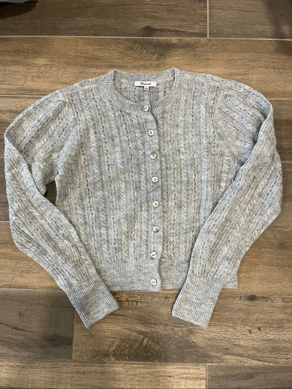 NEW Madewell Pointelle-Stitch Cardigan in Alpaca Blend Size Medium - Picture 4 of 8